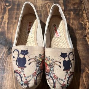 Size 6.5/7  black cat espadrille flats NEW